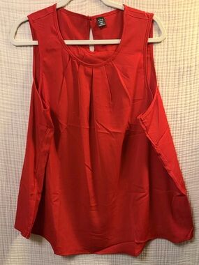 🎀5/$15 Shein Curve Sleeveless Pleat Front Red Shell tank top Blouse size 2XL -I